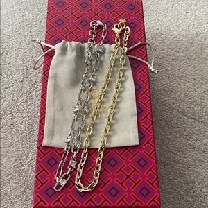 Kendra Scott Paperclip Style Gold and Silver Necklace Set